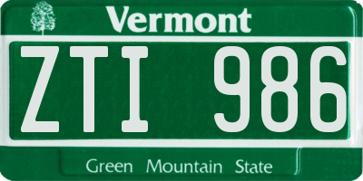 VT license plate ZTI986