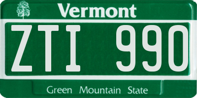 VT license plate ZTI990
