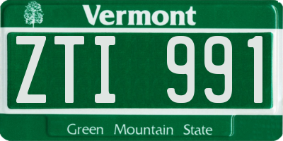 VT license plate ZTI991