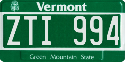 VT license plate ZTI994