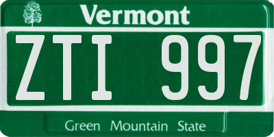 VT license plate ZTI997