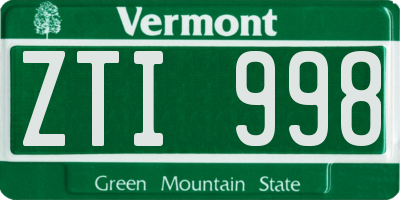 VT license plate ZTI998