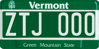 VT license plate ZTJ000