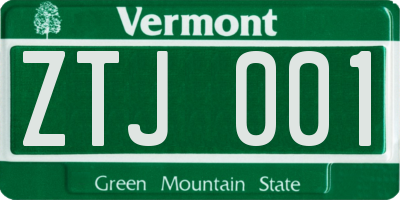 VT license plate ZTJ001