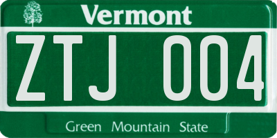 VT license plate ZTJ004