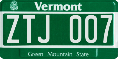 VT license plate ZTJ007