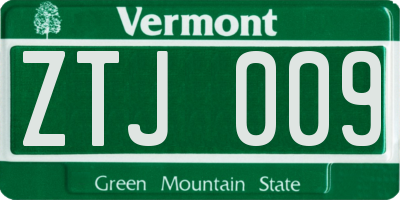 VT license plate ZTJ009