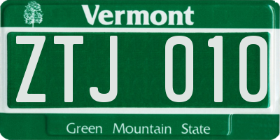 VT license plate ZTJ010