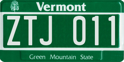 VT license plate ZTJ011