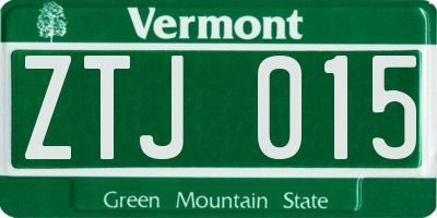 VT license plate ZTJ015