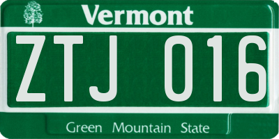 VT license plate ZTJ016