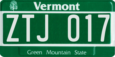 VT license plate ZTJ017
