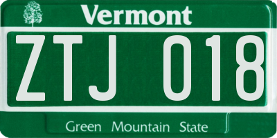 VT license plate ZTJ018
