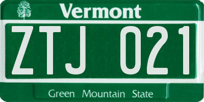 VT license plate ZTJ021