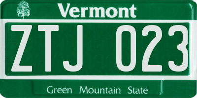 VT license plate ZTJ023