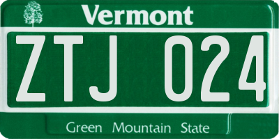 VT license plate ZTJ024