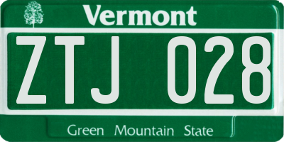 VT license plate ZTJ028
