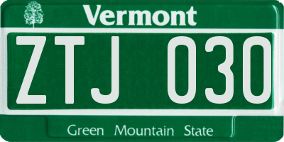 VT license plate ZTJ030