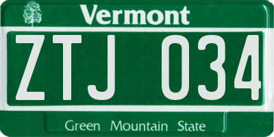 VT license plate ZTJ034