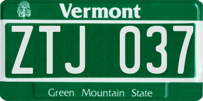 VT license plate ZTJ037