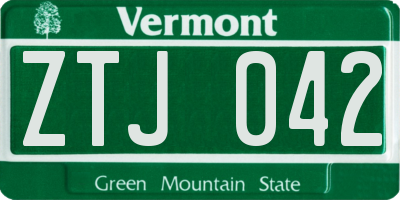 VT license plate ZTJ042