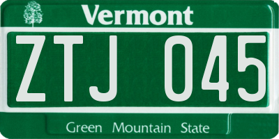 VT license plate ZTJ045