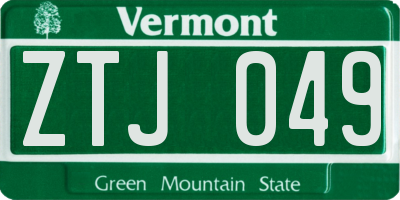 VT license plate ZTJ049