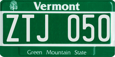 VT license plate ZTJ050