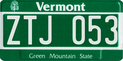 VT license plate ZTJ053