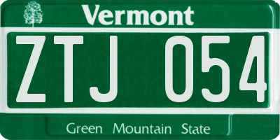 VT license plate ZTJ054