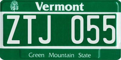 VT license plate ZTJ055