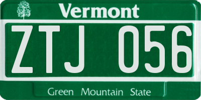 VT license plate ZTJ056