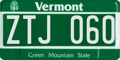 VT license plate ZTJ060