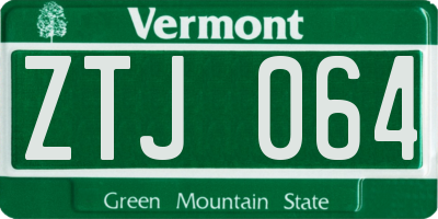 VT license plate ZTJ064