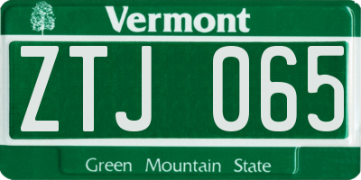 VT license plate ZTJ065