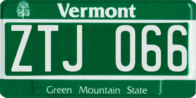 VT license plate ZTJ066
