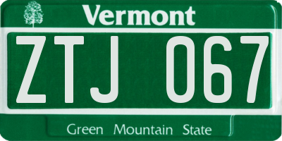 VT license plate ZTJ067