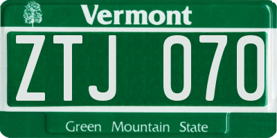 VT license plate ZTJ070