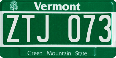 VT license plate ZTJ073