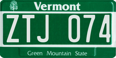 VT license plate ZTJ074