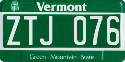 VT license plate ZTJ076