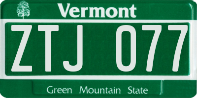 VT license plate ZTJ077