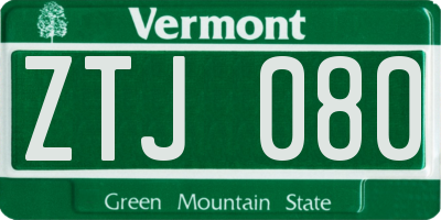 VT license plate ZTJ080