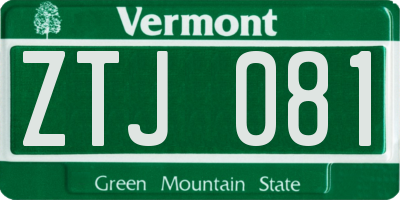 VT license plate ZTJ081