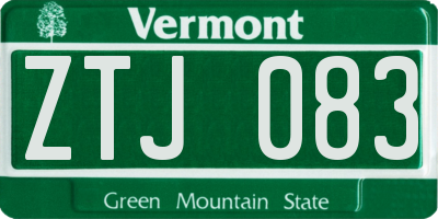 VT license plate ZTJ083