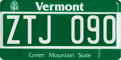 VT license plate ZTJ090
