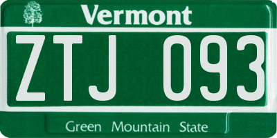 VT license plate ZTJ093