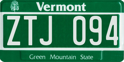 VT license plate ZTJ094