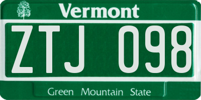 VT license plate ZTJ098