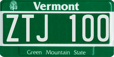 VT license plate ZTJ100